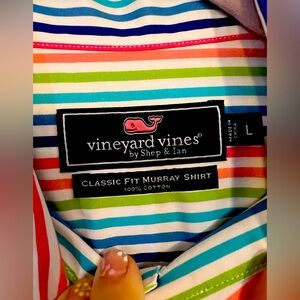 VINYARD VINES STRIPED BUTTON DOWN COTTON SHIRT MEN’S SZ.LARGE